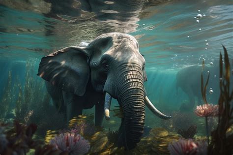 Premium AI Image | An elephant is under water and is underwater.