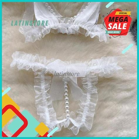 Jual LINGERIE WANITA SEXY OPEN CROTCH PEARL BIKINI BRA G STRING PITA B6 BY LATIN STORE DISKON