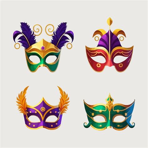 Premium Vector Flat Mardi Gras Mask Collection Illustration