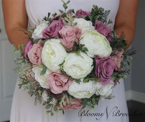 Dusty Rose, Mauve And Ivory Wedding Bouquet, Wedding Flowers ...