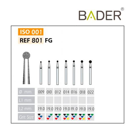 FRESAS DIAMANTE FG ISO 801 314 534 018 VERDE X5UDS Bader Dental