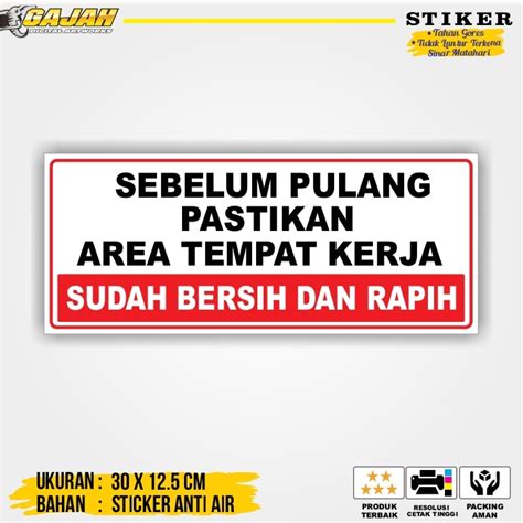 Jual STIKER RAPIKAN TEMPAT KERJA SEBELUM PULANG Shopee Indonesia