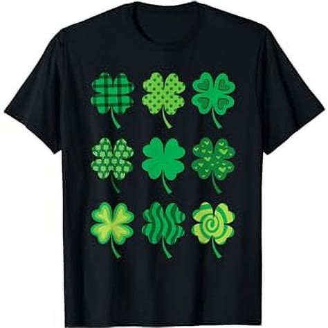 Shamrock Pattern St Patricks Day Cute Plaid Four Leaf Clover T Shirt