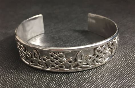 Celtic Trinity Knot Bracelet Cuff In Sterling Silver Artisan Irish