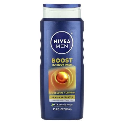 Nivea Men Boost 3 In 1 Body Wash Citrus Scent Caffeine 169 Fl Oz