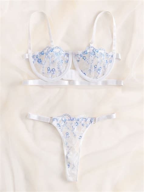 Floral Embroidered Mesh Lingerie Set Artofit