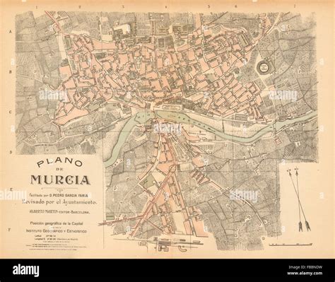 Murcia Plano Antiguo De La Cuidad Antike Stadt Plan Martin C1911