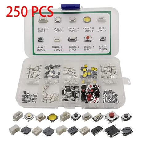 250 PIÈCES KIT d interrupteurs micro tactiles bouton poussoir