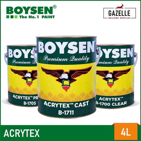 Boysen Acrytex Acrylic Solvent Based Coating Cast / Clear / Primer / Reducer / Topcoat | Shopee ...