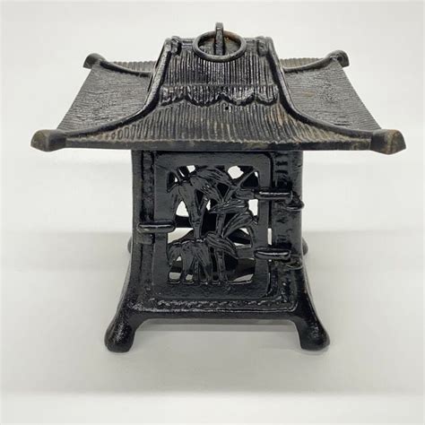 Vintage Cast Iron Garden Japanese Pagoda Hanging Lantern Candle Holder