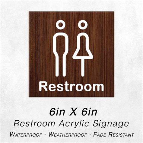 Restroom Cr Comfort Room Sign Acrylic Wood Oak Design Double Sided Tape