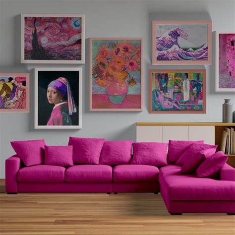 Pink Themed Gallery Wall Set of 7 Famous Paintings Digital - Etsy