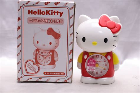 【やや傷や汚れあり】（b2173）リズム Hello Kitty ふりふり ハローキティ 置時計 目覚まし時計 クオーツ時計