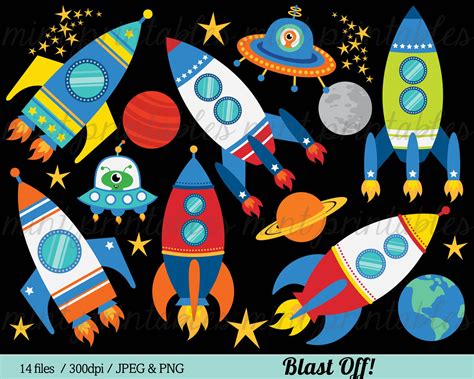 Space Rocket Clipart Rocket Clip Art Spaceship Rocketship | Etsy