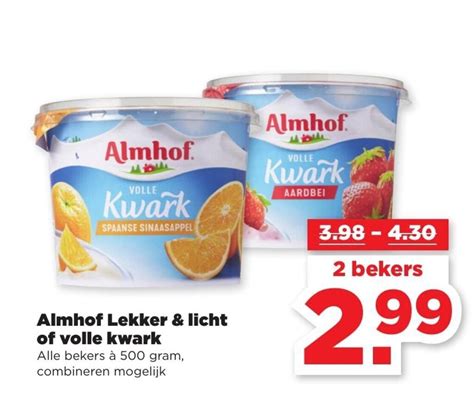 Almhof Lekker Licht Of Volle Kwark 500 Gram Aanbieding Bij PLUS