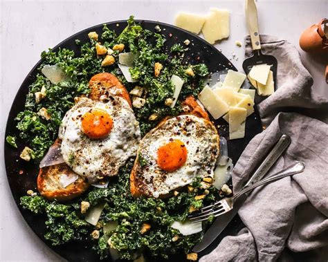 Fried Egg on Toast with Kale Caesar Salad – Murmurs of Ricotta