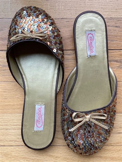 Candies Sequence Slip On Open Back Flat Shoes Size 5 6 Ebay