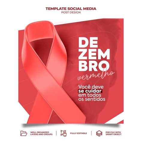 Dezembro Vermelho Luta Contra A Aids Modelo De Feed De Mídia Social Psd