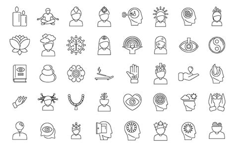 Premium Vector Mindfulness Icons Set Outline Vector Mind Relax