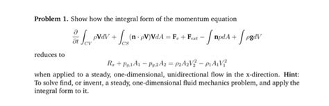 Solved Problem Show How The Integral Form Of The Momentum Chegg