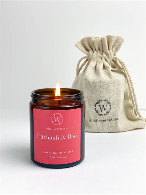 Patchouli And Rose Scented Soy Candle Handmade Natural Etsy Uk