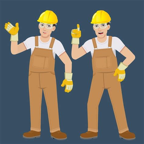 Premium Vector A Man Worker In Jumpsuit Standing And Talking