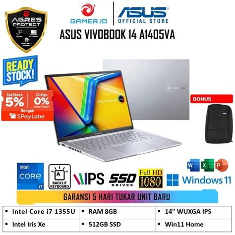 Jual ASUS VIVOBOOK 14 A1405VA IPS Intel Core I7 1355U 8GB 512GB SSD