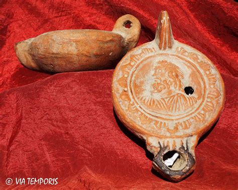 Christian Roman Oil Lamp With Christ S Head Via Temporis Repro