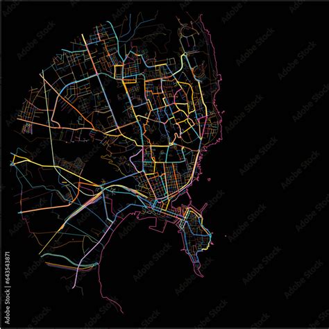 Colorful Map of Syracuse, Sicily with all major and minor roads. Stock Vector | Adobe Stock