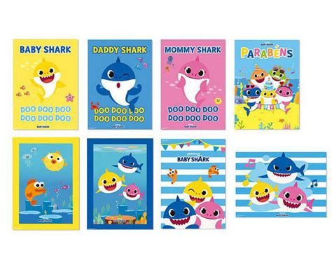 Cartaz Decorativo Sortido Festa Baby Shark Unidades Cromus