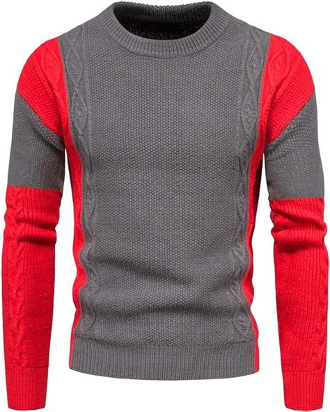 Suéter para Hombre Otoño Suéter de Punto Cuello Redondo Moda Contraste