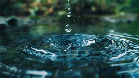 Premium Photo Water Drop Falling Into A Still Body Of Water Creating