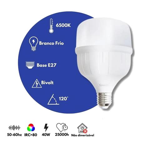 Kit 6 Peças Lâmpada Alta Potência Luz 50W Branca Tramontina