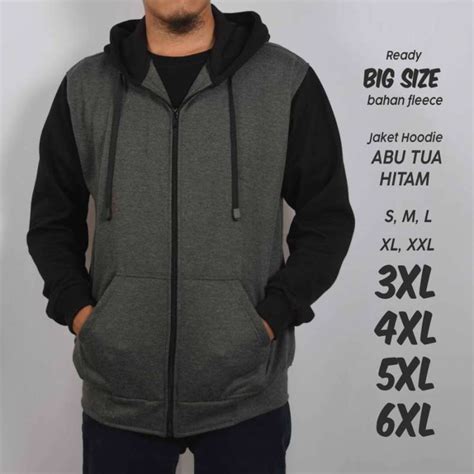 Jual Jaket Abu Tua Kombi Hitam Jumbo Big Size Pria Wanita Unisex Xxxl