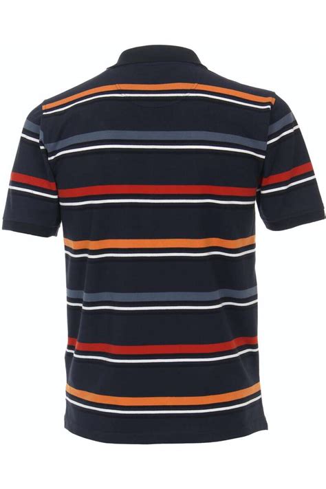 Casa Moda Casual Fit Poloshirt Orange Gestreift Businesshemden