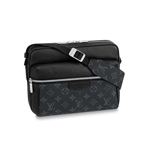 Louis Vuitton Lv Men Outdoor Messenger Bag In Taïga Leather With Monogram Canvas Black Brandsoff