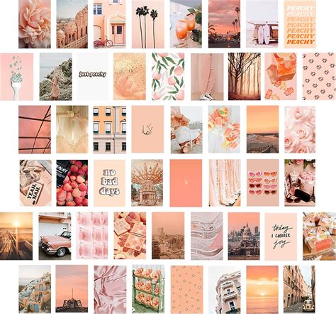 Buy Koskimer Peach Pink Wall Collage Kit Aesthetic Pictures 50 Set 4x6 Inch Peach Room Decor