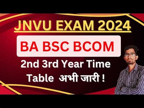 Ug Ba Bsc Bcom Nd Rd Year Exam Time Table Jnvu Jodhpur