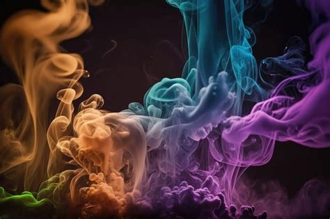 Premium AI Image | Colorful smoke of vape on black background Abstract ...