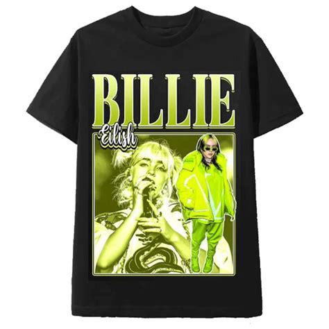 Billie Eilish Black Te Shirt Unisex Flower Photo Magic Custom