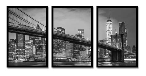 Kit Quadros Nova York Ponte Brooklyn Conjunto Molduras Elo