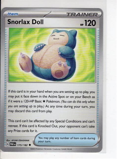 SNORLAX DOLL TRAINER PARADOX RIFT SET POKEMON CARD 175 182 NM M EBay