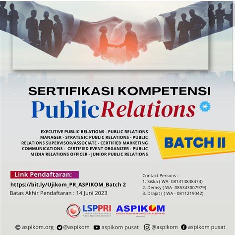 Pendaftaran Sertifikasi Kompetensi Public Relations ASPIKOM Batch 2