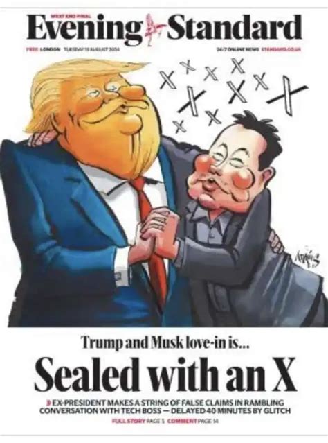 Donald Trump In Love Con Elon Musk Copertina Evening Standard