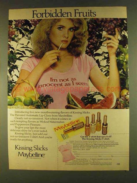 1980 Maybelline Kissing Slicks Lip Gloss Ad Forbidden