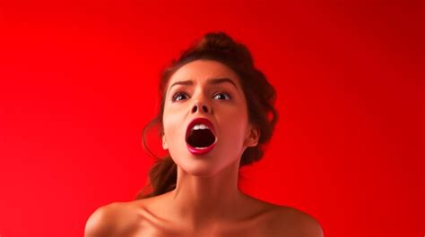 Premium Ai Image Surprised Woman With Mouth Open On Pink Background