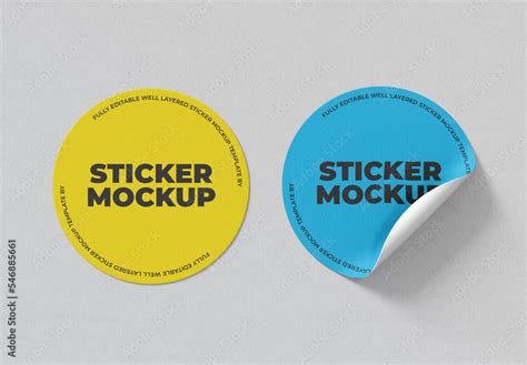 Circle Sticker Mockup Template Stock Template | Adobe Stock