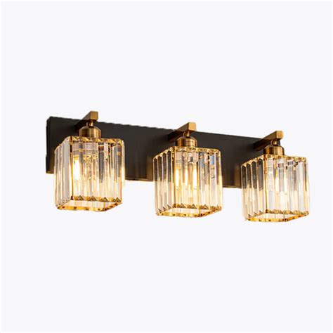 Nordic Copper And Crystal Strip Bathroom Mirror Front Wall Lamp Black