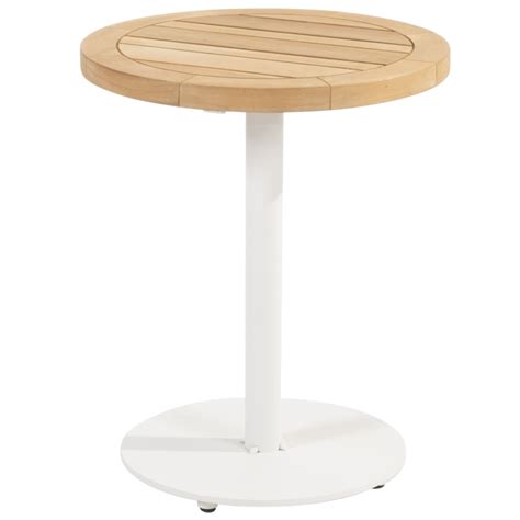 Volta Teak Bijzettafel Centrale Poot Wit Cm Rond Seasons Outdoor