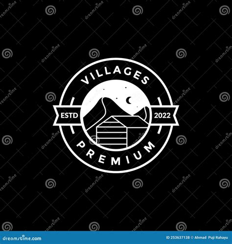 Home Wood and Mountain Village Logo Badge Stock Vector - Illustration